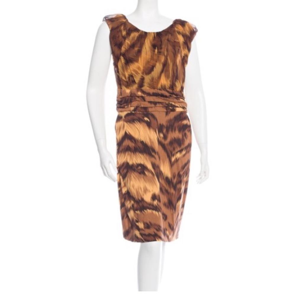 Diane von Furstenburg 💯 silk Jamila dress tiger print 14